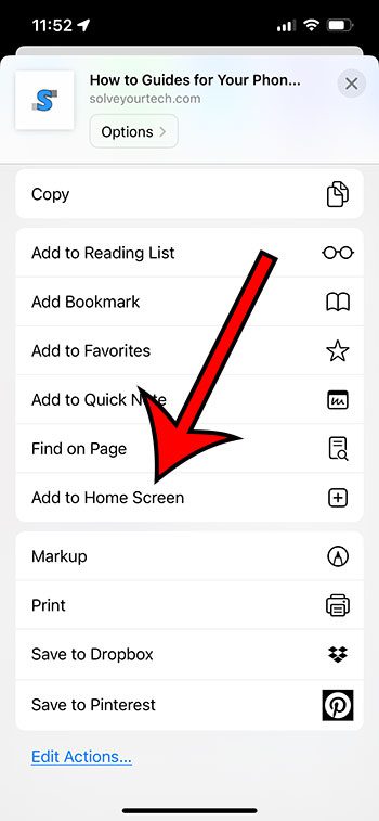 how to add a link to home screen on iphone 13
