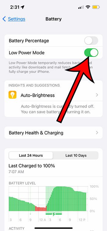 how to enable iPhone 13 battery saver mode