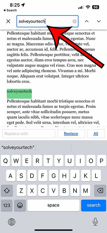 how to search in Google Docs on iPhone