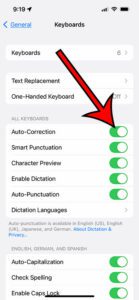 how to change the iPhone 13 auto correct setting