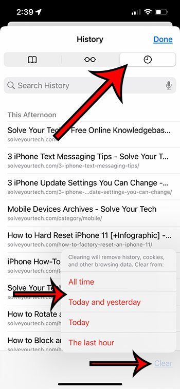 how to see Safari history iPhone data