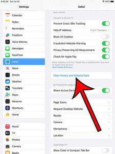 how to clear cache on iPad Safari