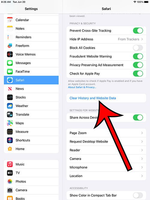 how to clear cache on iPad Safari