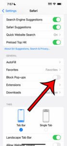 how to turn off pop up blocker on iPhone 14