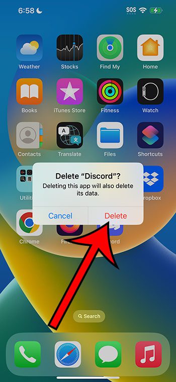 how to uninstall Discord on iPhone 14