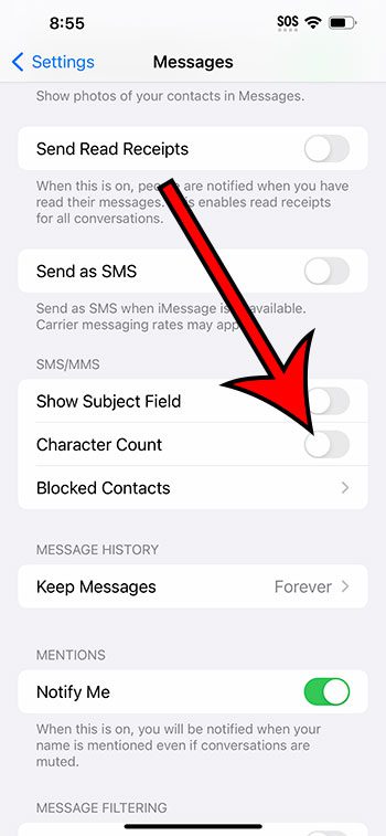 iPhone 101: enabling the character counter for SMS messages on iPhone