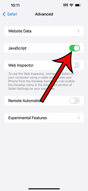 how to enable Javascript on iPhone 14