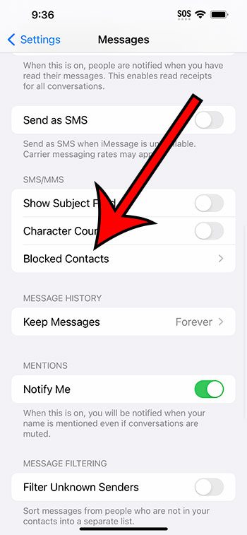 select Blocked Contacts