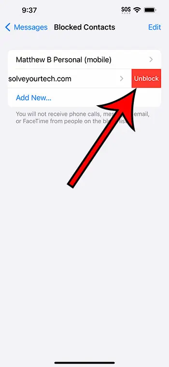 how to unblock a contact on iPhone 14