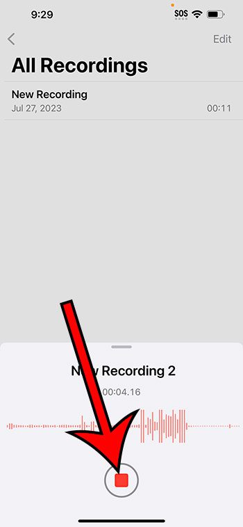 tap the red square to stop recording