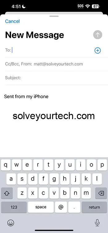 composing email on iPhone