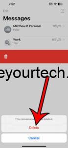 how to delete a text message conversation on iPhone 14