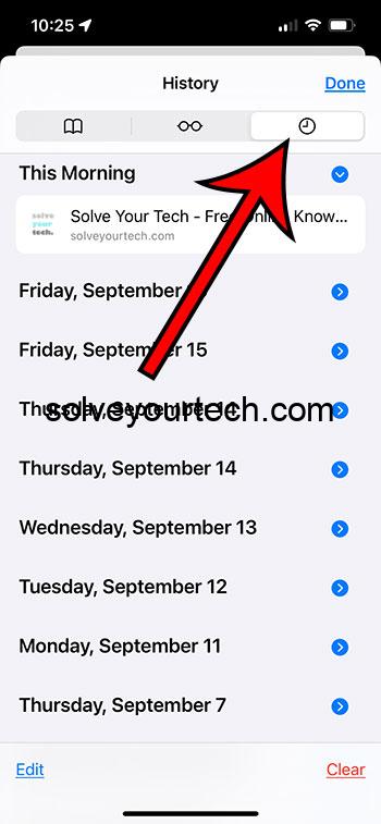 how to find Safari history on iPhone 13