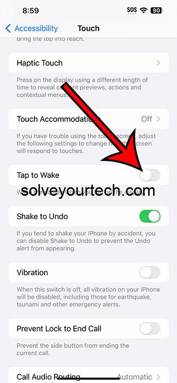 how to turn off Tap to Wake on iPhone