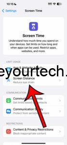 how to enable screen distance on an iPhone in ioS 17