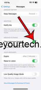 how to filter unknown senders on iPhone