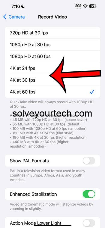 how to record 4K video on iPhone 14