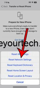 how to reset network settings on iphone 11