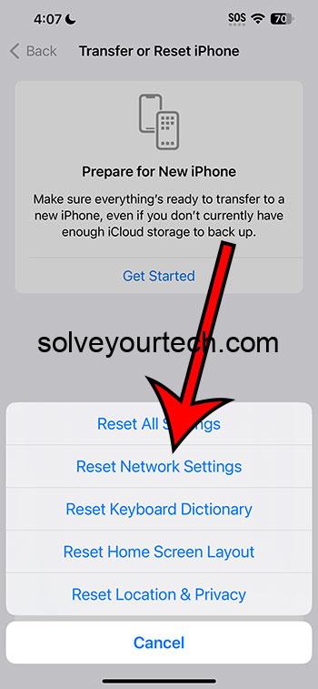 iOS 17 network settings reset guide