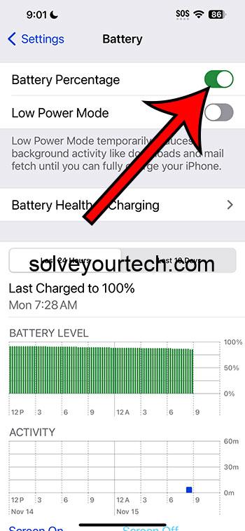 tap Battery Percentage