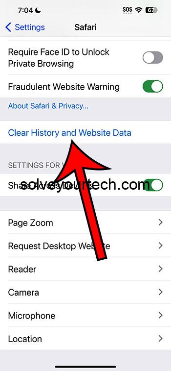 tap Clear History and Website Data
