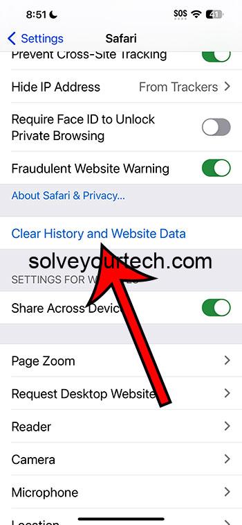 tap on Clear History and Website Data
