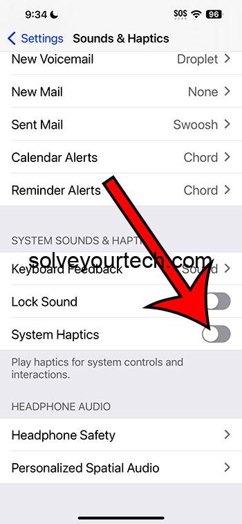 tap the System Haptics button