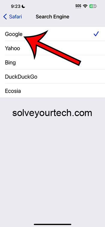 iOS 17 – Как изменить поисковую систему Safari по умолчанию 1 выберите поисковую систему