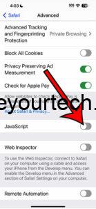 iOS 17 - How to Turn Off the iPhone Javascript Setting