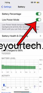 iOS 17 - How to Enable Low Power Mode on iPhone