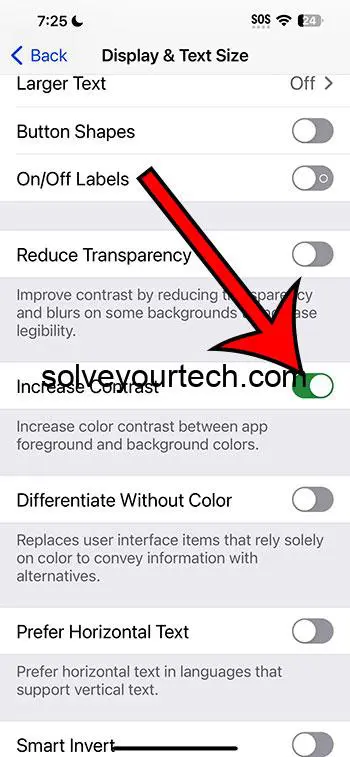 iOS 17 – Как увеличить контраст на iPhone 1 включи увеличение контраста