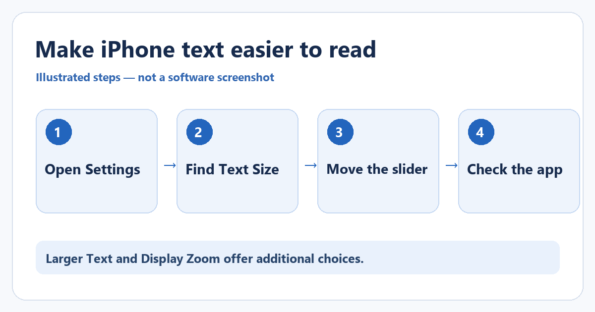 How to Make Text Bigger on iPhone 1 Illustrated choices for enlarging text on iPhone.