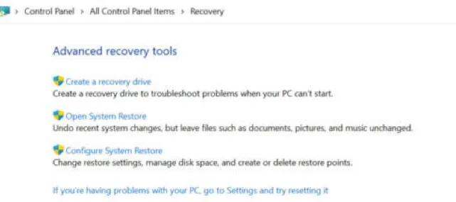 How to Make a Windows 11 Recovery USB 1 Recovery page in the Windows 11 Control Panel with the Create a recovery drive link under Advanced recovery tools