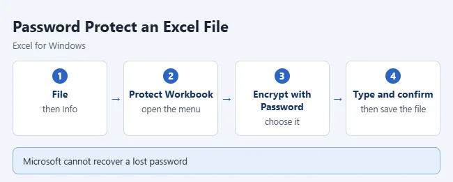 How to Password Protect an Excel File 1 Illustration of encrypting an Excel workbook with a password