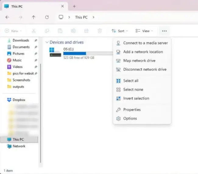 How to Map a Network Drive in Windows 11 2 See more menu in Windows 11 File Explorer on This PC with the Map network drive option