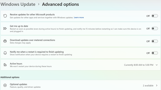 How to Find Graphics Card Details and Update Drivers in Windows 2 Windows Update Advanced options page with Optional updates under Additional options