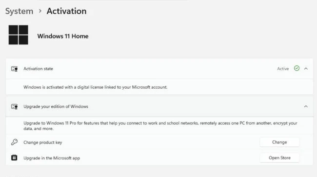 How to Get Windows 11 Legally Without Buying a Product Key 2 Windows 11 Settings Activation page showing Active and a digital license, with Change product key under Upgrade your edition of Windows