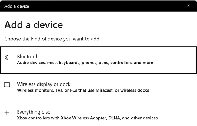How to Pair AirPods to Windows 11 2 Add a device window in Windows 11 with the Bluetooth option