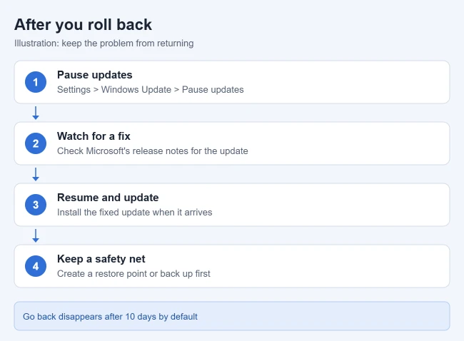 How to Roll Back a Windows 11 Update 2 Illustration of what to do after rolling back a Windows 11 update