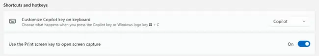 How to Take a Screenshot on Windows 11 2 Windows 11 Settings keyboard page showing the Use the Print screen key to open screen capture toggle turned on
