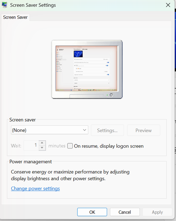 How to Change the Screen Saver in Windows 11 2 Screen Saver Settings window in Windows 11