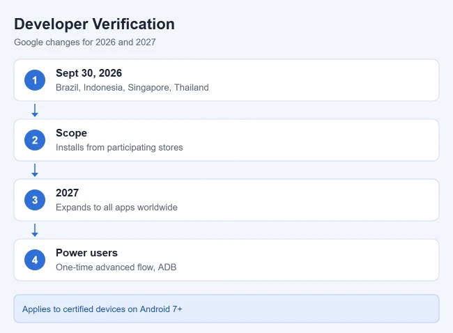 How to Install an APK on Android 3 Illustration of Android developer verification timeline