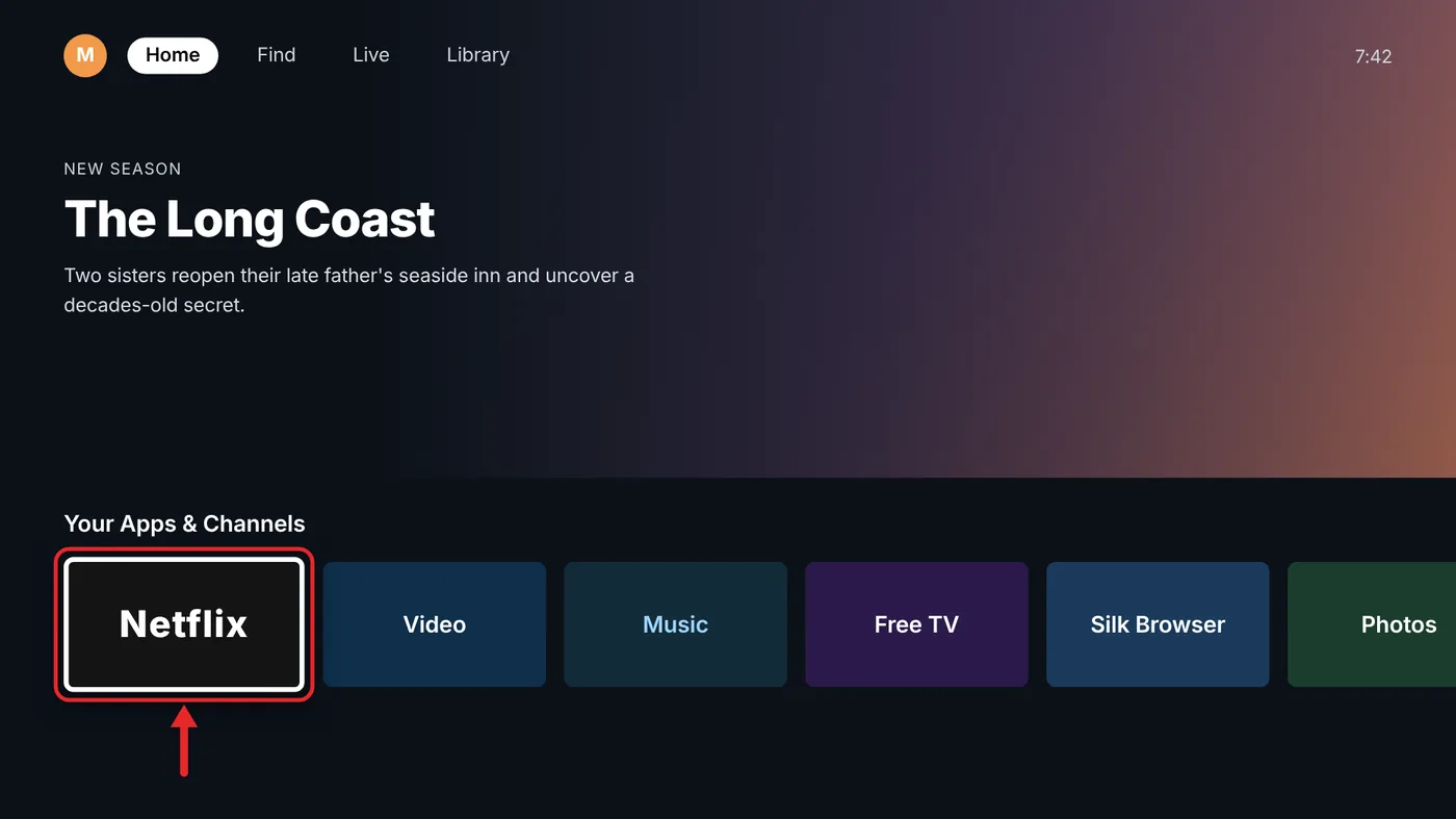 What Is the Cheapest Way to Watch Netflix on a TV? 2 Fire TV Stick home screen with the Netflix app selected
