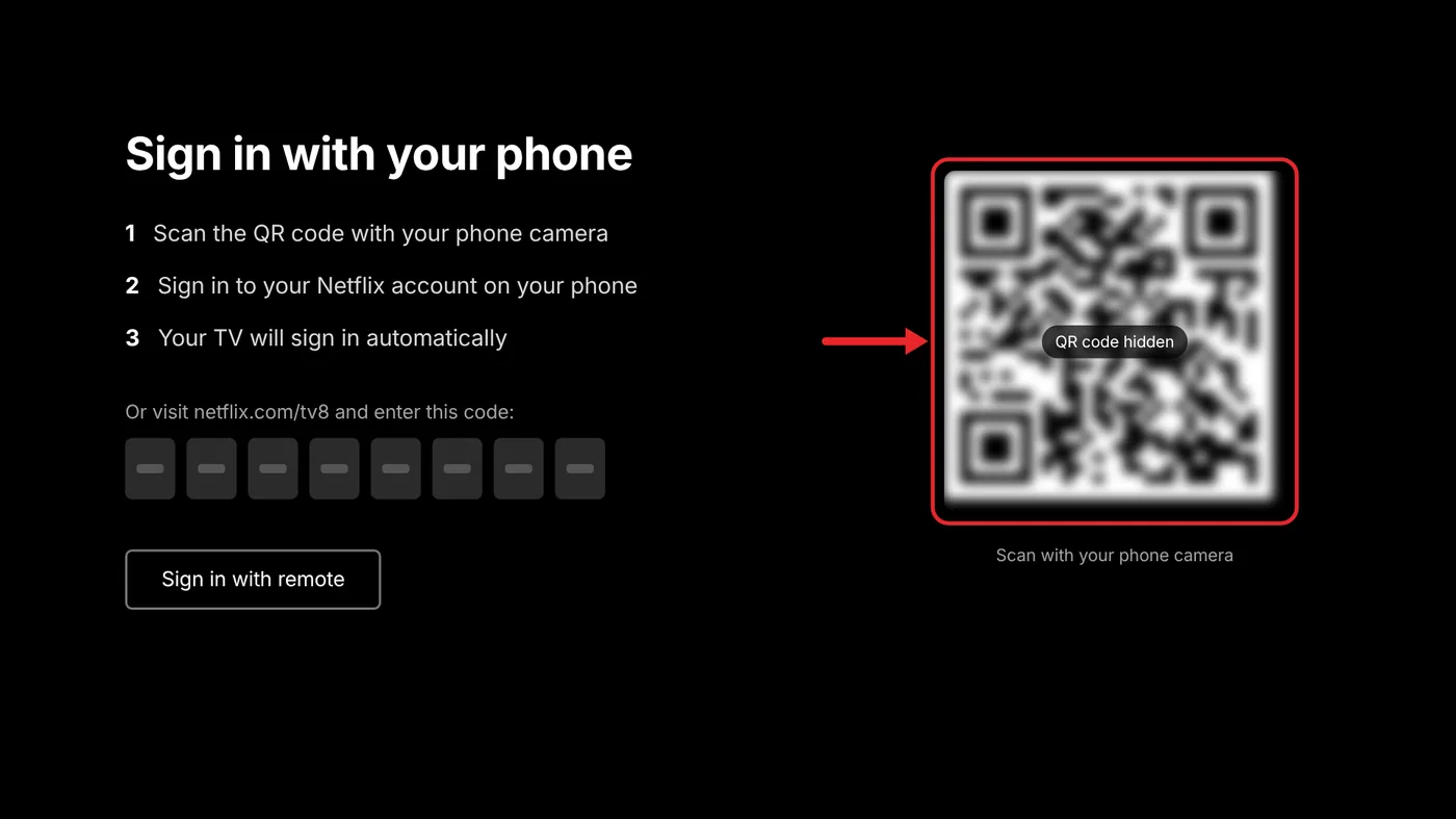 What Is the Cheapest Way to Watch Netflix on a TV? 3 Netflix sign-in screen on a TV with a QR code for signing in from a phone