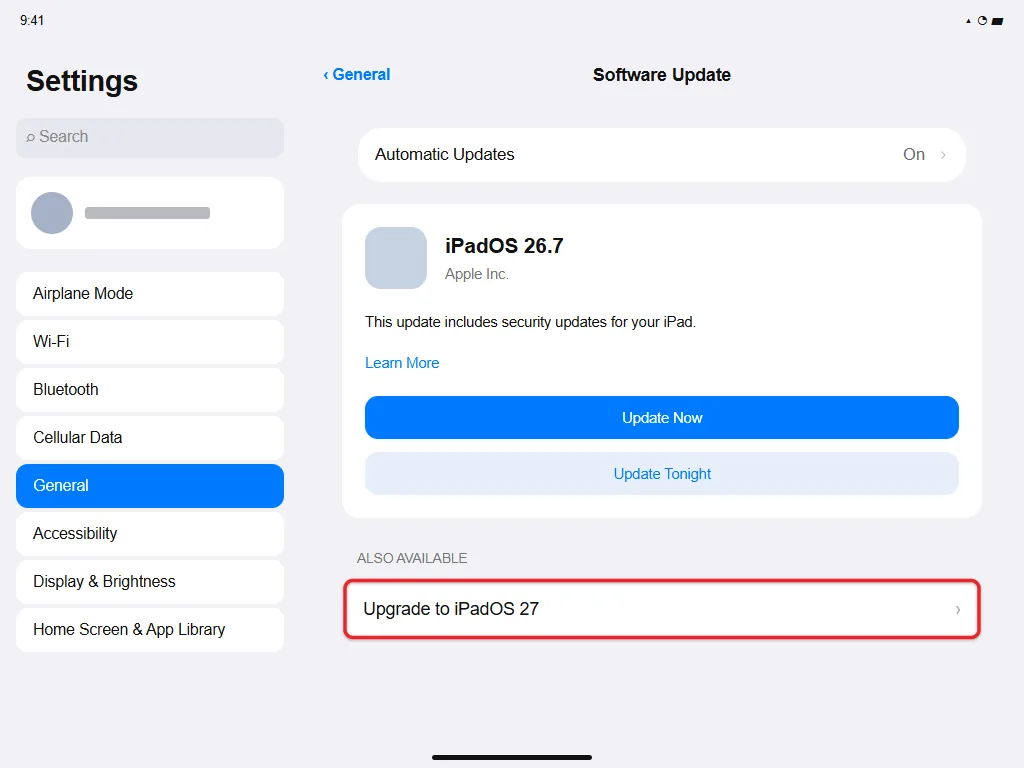 How to Find and Install a Software Update on iPad 1 Software Update screen on iPad with update and upgrade options