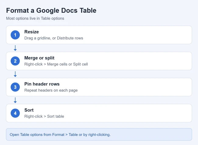 How to Create and Edit Tables in Google Docs 2 Ways to format a Google Docs table: resize, merge, pin headers and sort