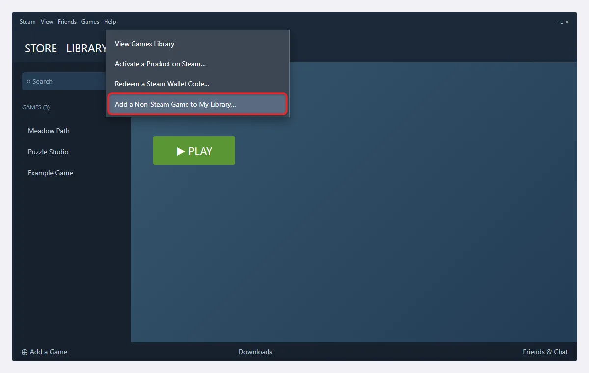 How to Add a Non-Steam Game to Steam 1 Steam Games menu with Add a Non-Steam Game to My Library