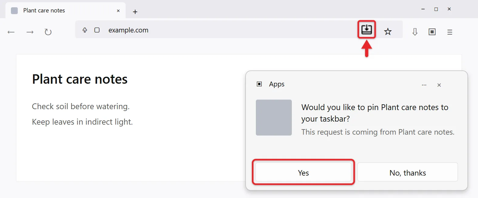 How to Add a Website to the Taskbar in Windows 11 4 Firefox address bar with the web apps button highlighted on Windows 11