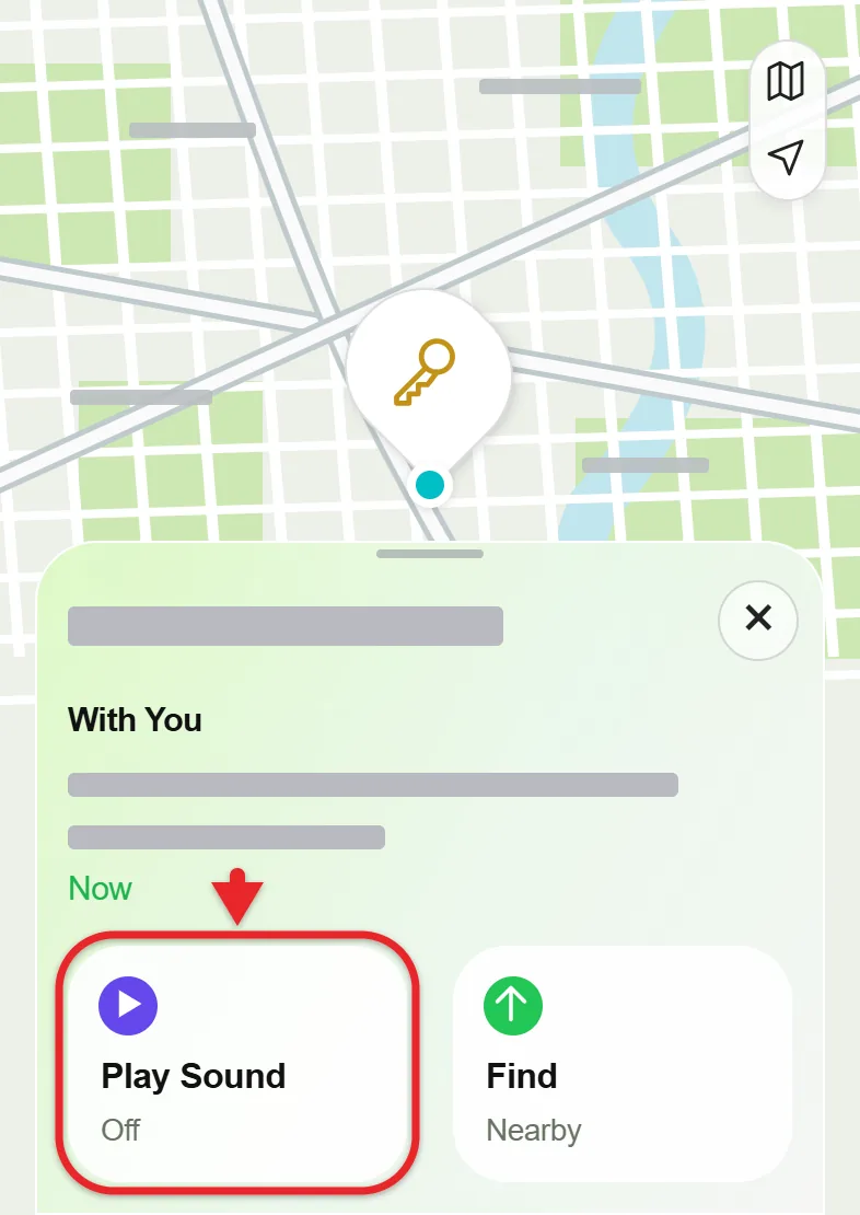 How to Connect an AirTag to Your iPhone 4 AirTag card in the Find My app showing its location and the Play Sound button