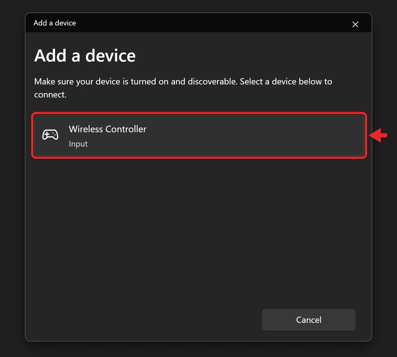 How to Connect a PS4 Controller to a Windows 11 PC 2 Add a device window in Windows 11 showing Wireless Controller in the Bluetooth list